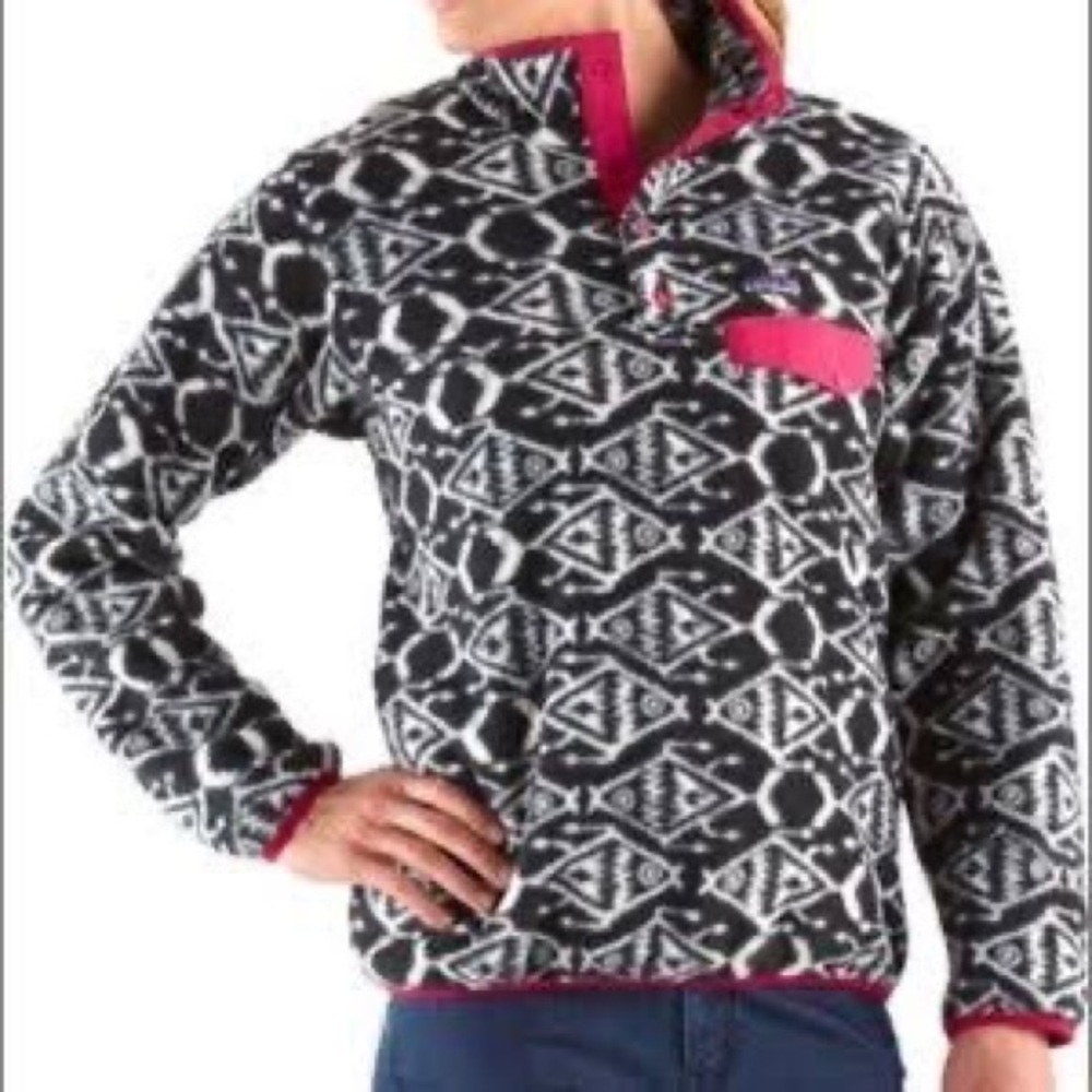 PATAGONIA SYNCHILLA Big Fish Ikat Snap T Fleece Jumper Sweater Pull Over…